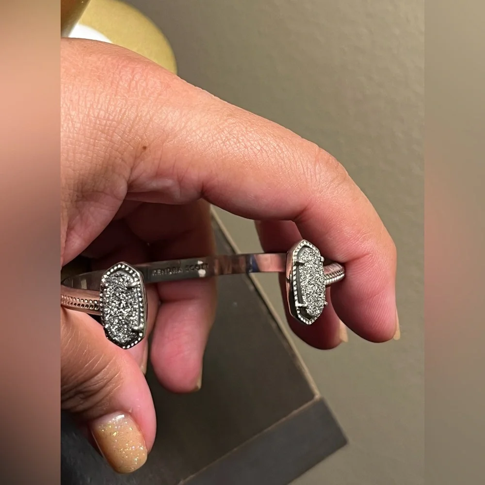 Kendra Scott Elton Silver Cuff Bracelet in platinum Drusy 2005 - Picture 5 of 9